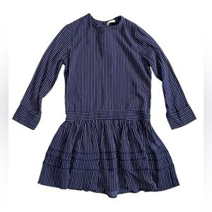 Matin Studio Cotton Striped‎ Navy Blue Long Sleeve Dress